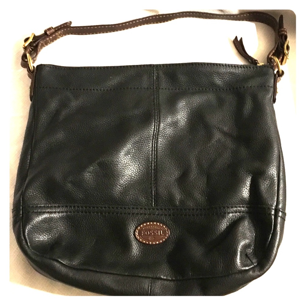 Fossil Hobo Black Leather Shoulder Bag